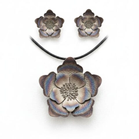 925 Sterling Silver Oxidized Floral Necklace & Earring Set | Handcrafted Statement Jewellery